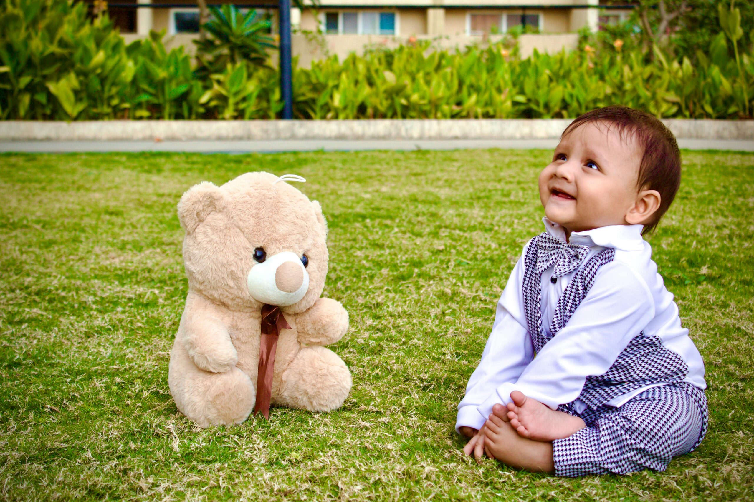 baby boy with teddy